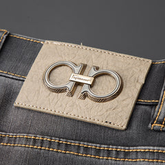 2024 High-end New Elastic Business Fashion Casual Gray Jeans