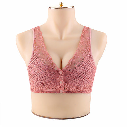 Breathable front button plus size bra