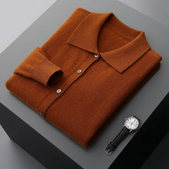 Men's 100% Wool Business Lapel Sweater