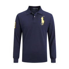 Men's lapel loose plus size cotton embroidered polos