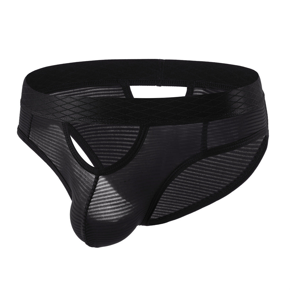 Men's Low-rise Sexy Striped Breathable Mesh Super Stretch and Super Soft Briefs