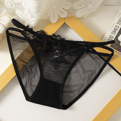 Lace Splicing Mesh Comfortable High Elastic Low Waist Briefs