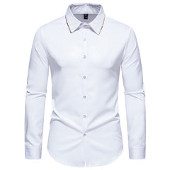 Men's New Plaid Color Matching Fashionable Slim Business Casual Long-sleeved Shirt