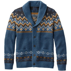 Men's New Lapel Jacquard Knitted Cardigan Sweater