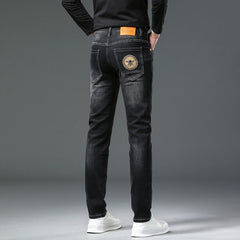 New high-end color printed casual jeans