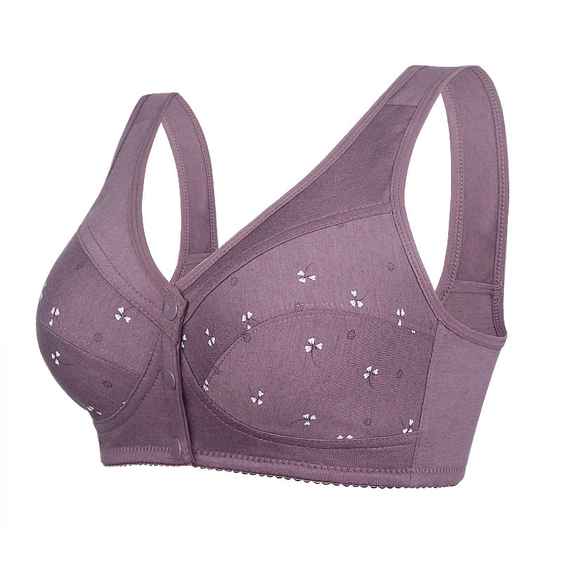 Button Front Thin Cup Printed Wireless Bra