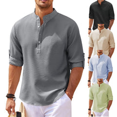 Men's Long Sleeve Stand Collar Plaid Shirt