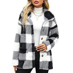 Winter Lapel Plaid Double-sided Velvet Casual Jacket