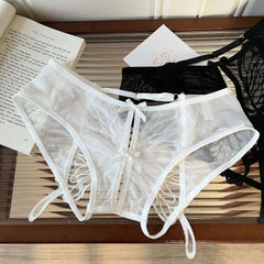 Sexy Open Crotch Lace-up Low-rise Briefs