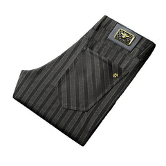 Vertical striped jacquard stretch non-iron anti-wrinkle straight trousers