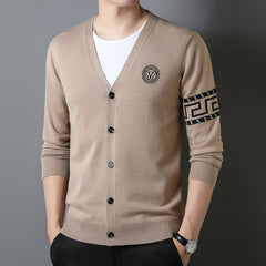 Men's Casual Fashion V-Neck Embroidered Cardigan
