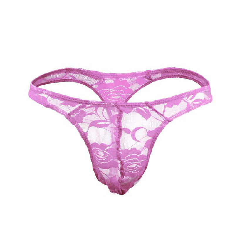 Transparent lace U-convex sexy see-through thong