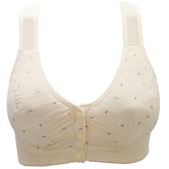 Cotton front button no wire floral bra