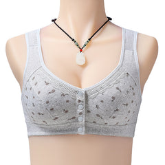 Pure cotton thin wire-free front button bra