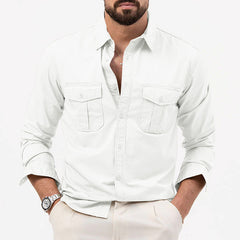 2024 New Men's Multi-pocket Casual Comfortable Long-sleeved Shirt