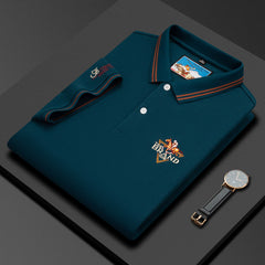 Men's New Business Casual Embroidered Lapel Polo Shirt