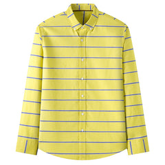 New Cotton Men's Long-sleeved Plaid Shirt