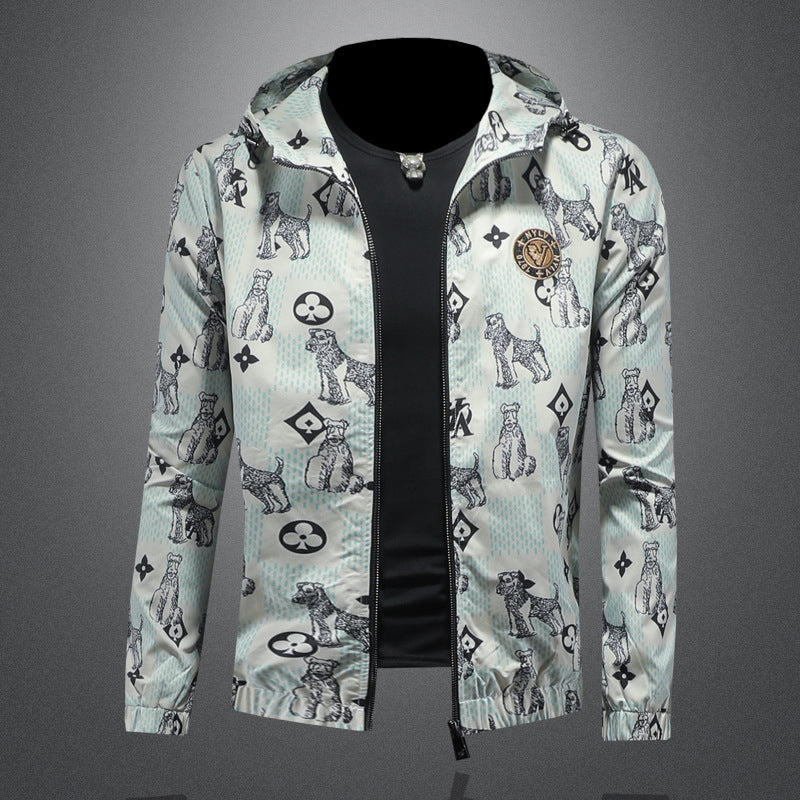 2024 Men's New Fashion Printed Casual All-match Hooded Jacket