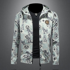 2024 Men's New Fashion Printed Casual All-match Hooded Jacket