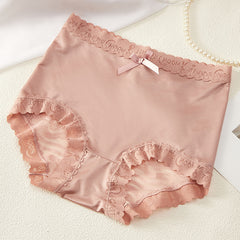 Satin Sexy Lace Hollow Large Size Hip-Lifting Breathable Briefs