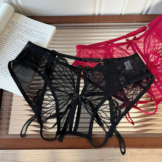 Sexy Open Crotch Lace-up Low-rise Briefs