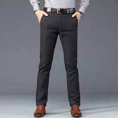 Men's New Fashion Striped Loose Stretch Business Trousers