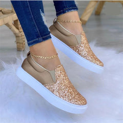 Large size new flat sequined loafers
