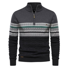 2023 Men's New Stand Collar Half Zipper Knitted High Quality Sweater