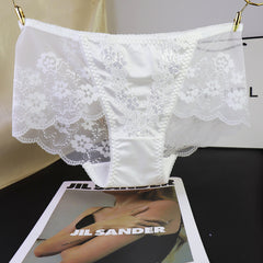 Sexy Embroidered Lace Satin Briefs
