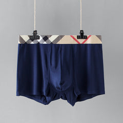 Men's Simple Striped Plaid Contrast Color Breathable Boxer Briefs