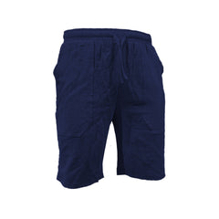 Men's Solid Color Drawstring Breathable Beach Pants Cotton and Linen Sports Casual Shorts