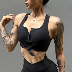 Threaded Stretch Breathable Shockproof Push Up Sports Bra