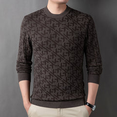 Fashion round neck knitted jacquard casual sweater