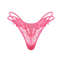 Lace Embroidery Low-Rise Floral Mesh Transparent Strapless Panties