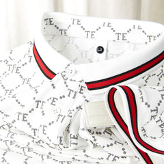 Lightweight printed lettering short-sleeved polo shirt