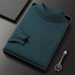 Men's Slim Fit Solid Color Half Turtle Collar Pullover Sweater