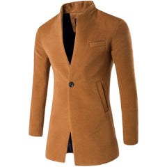 Men's Solid Color Slim Woolen Coat