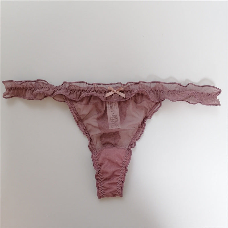 Large Size Sheer Mesh Ruffled Thong