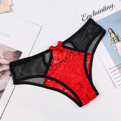 Sexy Lace Low Waist Transparent Crotchless Thong