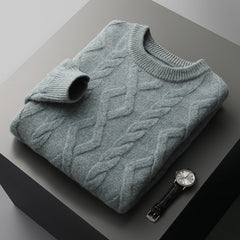 Men's New 100% Wool Thick Crew Neck Sweater