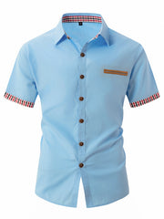 2024 New Fashion Men's Plaid Color Matching Business Casual Shirt