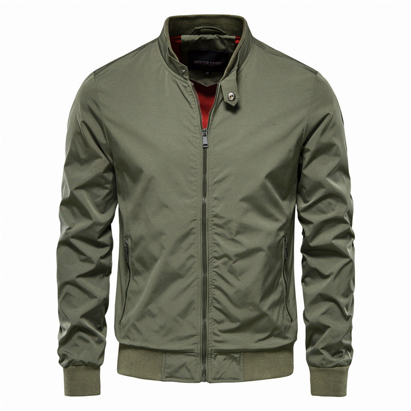 Stand collar casual fashion solid color jacket