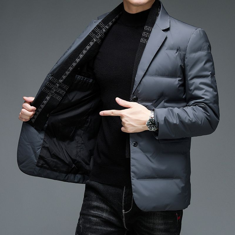 White duck down stylish detachable scarf collar coat