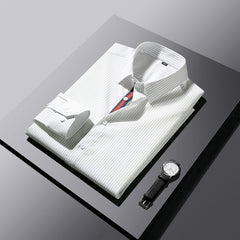 High-end striped embroidered lapel shirt