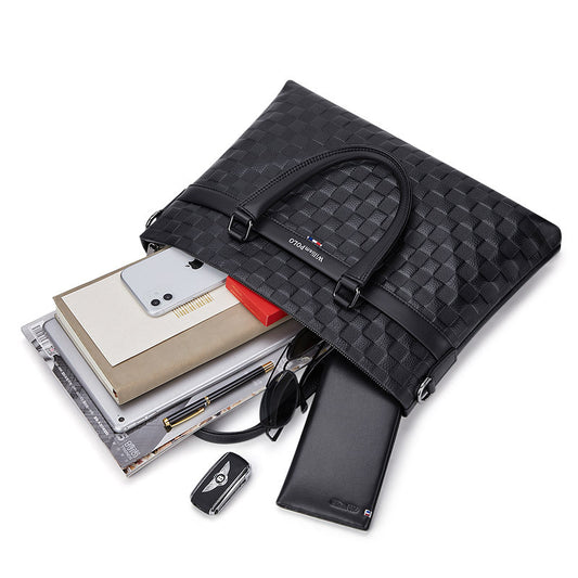 Horizontal Business Casual Soft Leather Shoulder Messenger Bag