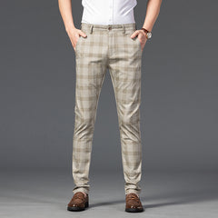 Men's Elastic Slim Fit Business Straight Casual Pants