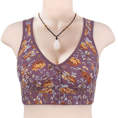 New Printed Front Button Soft Cotton Size Wireless Bra