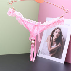 Sexy Low-waist Open Lace Transparent Mesh Thong