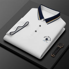 New Pure Cotton Casual Fashion Business Lapel Embroidered Polo Shirt