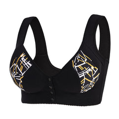 Popular large cup vest front buckle printed bra